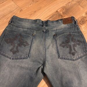 y2k cross denim washed men's jeans